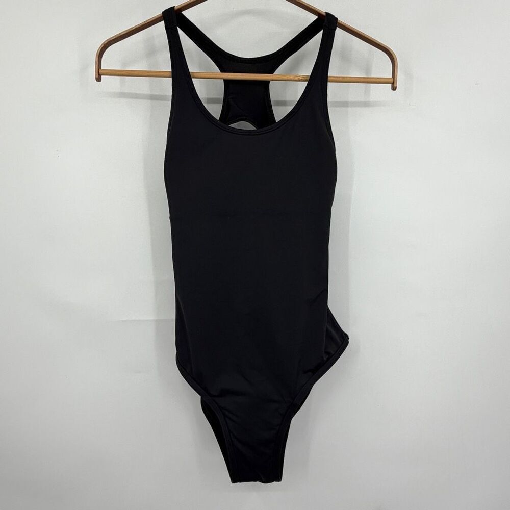Knixteen Black One Piece Swimsuit Racerback Open Back Built In Support Size S